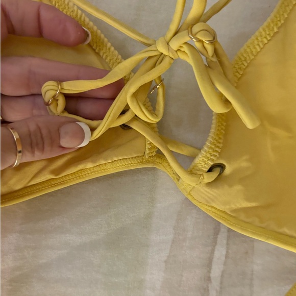 Women’s Yellow Ribbed Triangle Bikini Top - Picture 4 of 10